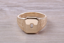 Load image into Gallery viewer, Diamond set Yellow Gold Signet Ring