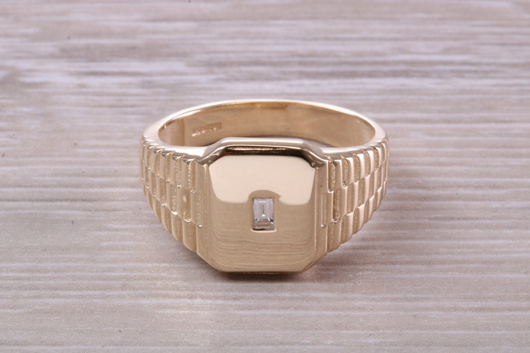Diamond set Yellow Gold Signet Ring