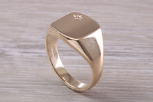 Load image into Gallery viewer, Chunky and Heavy Diamond set Yellow Gold Signet Ring, Made from Solid Cast Gold, British Hallmarked