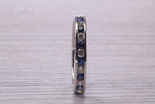 Load image into Gallery viewer, Full Circle set Diamond and Sapphire Band