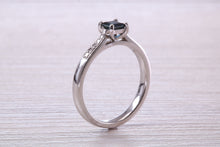 Load image into Gallery viewer, Blue Sapphire and Diamond set Platinum Ring
