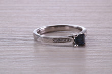 Load image into Gallery viewer, Blue Sapphire and Diamond set Platinum Ring