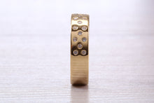 Load image into Gallery viewer, 6 mm wide Sparkle Diamond set Yellow Gold Unisex Band