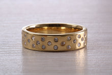 Load image into Gallery viewer, 6 mm wide Sparkle Diamond set Yellow Gold Unisex Band