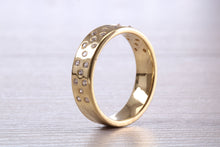 Load image into Gallery viewer, 6 mm wide Sparkle Diamond set Yellow Gold Unisex Band