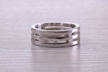 Load image into Gallery viewer, Chunky 7 mm wide Diamond set White Gold Band