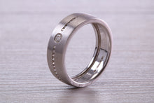 Load image into Gallery viewer, 6 mm wide Diamond set White Gold Band, British Hallmarked, Natural Diamonds, Also Available in Yellow Gold