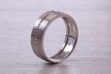 Load image into Gallery viewer, 6 mm wide Diamond set White Gold Band, British Hallmarked, Natural Diamonds, Also Available in Yellow Gold