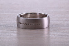 Load image into Gallery viewer, 6 mm wide Diamond set White Gold Band, British Hallmarked, Natural Diamonds, Also Available in Yellow Gold