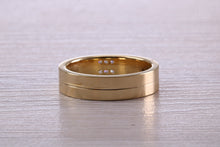 Load image into Gallery viewer, 5 mm wide Diamond set Yellow Gold Unisex Band
