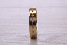 Load image into Gallery viewer, 5 mm wide Diamond set Yellow Gold Unisex Band