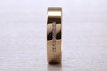 Load image into Gallery viewer, Gents 6 mm Wide Diamond set Yellow Gold Wedding Band