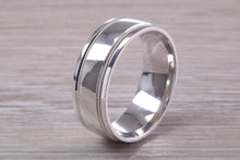 Load image into Gallery viewer, Gents Chunky 8mm Wide Patterned White Gold Band