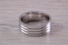 Load image into Gallery viewer, Gents Chunky 8mm Wide Patterned White Gold Band