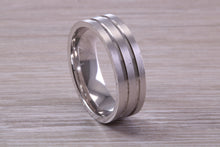 Load image into Gallery viewer, Gents Chunky 8mm Wide Patterned White Gold Band