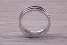 Load image into Gallery viewer, Gents Chunky 8mm Wide Patterned White Gold Band