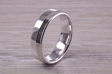 Load image into Gallery viewer, Gents 6 mm Wide Patterned White Gold Band