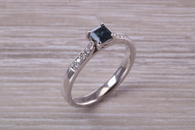 Load image into Gallery viewer, Blue Sapphire and Diamond set Platinum Ring