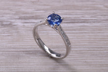 Load image into Gallery viewer, One carat Ceylon Blue Sapphire and Diamond Ring