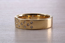 Load image into Gallery viewer, 6 mm wide Sparkle Diamond set Yellow Gold Unisex Band