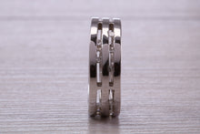 Load image into Gallery viewer, Chunky 7 mm wide Diamond set White Gold Band