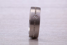 Load image into Gallery viewer, 6 mm wide Diamond set White Gold Band, British Hallmarked, Natural Diamonds, Also Available in Yellow Gold