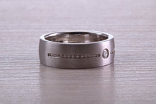Load image into Gallery viewer, 6 mm wide Diamond set White Gold Band, British Hallmarked, Natural Diamonds, Also Available in Yellow Gold