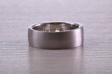 Load image into Gallery viewer, 6 mm wide Diamond set White Gold Band, British Hallmarked, Natural Diamonds, Also Available in Yellow Gold