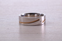 Load image into Gallery viewer, Gents Two Tone Rose and White Gold 6 mm wide Diamond set Band