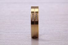 Load image into Gallery viewer, 5 mm wide Diamond set Yellow Gold Unisex Band
