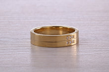 Load image into Gallery viewer, 5 mm wide Diamond set Yellow Gold Unisex Band