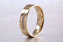 Load image into Gallery viewer, Gents 6 mm Wide Diamond set Yellow Gold Wedding Band