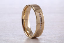 Load image into Gallery viewer, Gents 6 mm Wide Diamond set Yellow Gold Wedding Band