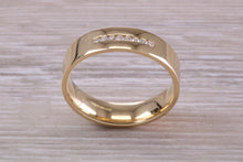 Load image into Gallery viewer, Gents 6 mm Wide Diamond set Yellow Gold Wedding Band