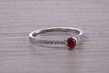Load image into Gallery viewer, Petite and Dainty Ruby and Diamond Ring