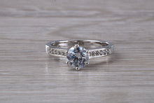 Load image into Gallery viewer, Beautiful Platinum Moissanite and Natural Diamond set Engagement Ring