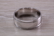 Load image into Gallery viewer, Gents Chunky 8mm Wide Patterned White Gold Band