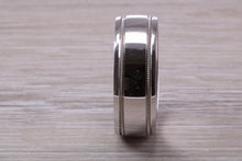 Load image into Gallery viewer, Gents Chunky 8mm Wide Patterned White Gold Band