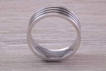Load image into Gallery viewer, Gents Chunky 8mm Wide Patterned White Gold Band