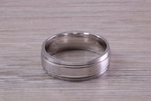 Load image into Gallery viewer, Gents Chunky 8mm Wide Patterned White Gold Band