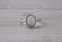 Load image into Gallery viewer, Fiery Natural Opal and Diamonds set White Gold Ring