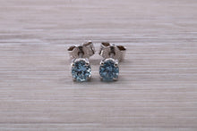 Load image into Gallery viewer, Aquamarine Solitaire Stud Earrings