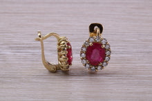 Load image into Gallery viewer, Beautiful Ruby and Diamond Halo set Earrings