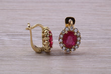 Load image into Gallery viewer, Beautiful Ruby and Diamond Halo set Earrings
