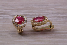 Load image into Gallery viewer, Beautiful Ruby and Diamond Halo set Earrings