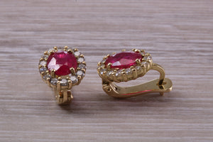 Beautiful Ruby and Diamond Halo set Earrings