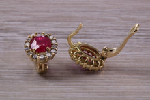 Load image into Gallery viewer, Beautiful Ruby and Diamond Halo set Earrings