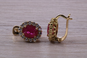 Beautiful Ruby and Diamond Halo set Earrings