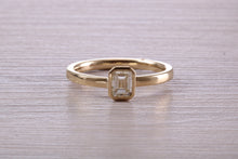 Load image into Gallery viewer, 0.70 carat Emerald Cut Diamond set 18ct Yellow Gold Solitaire