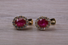 Load image into Gallery viewer, Beautiful Ruby and Diamond Halo set Earrings